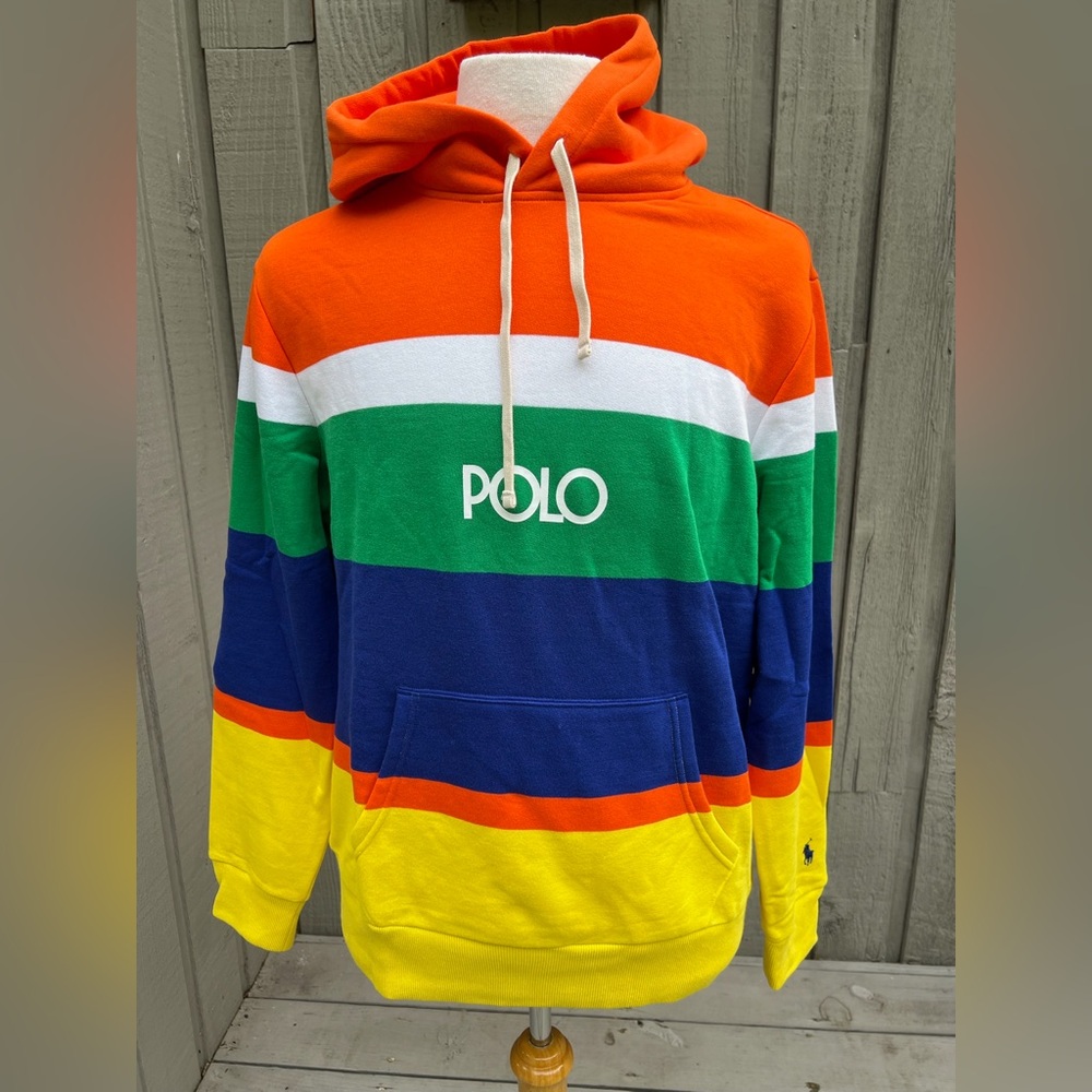 Polo Ralph Lauren Colorblock Color Block Striped Hoodie Sweatshirt
